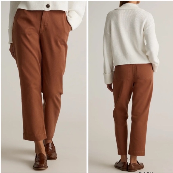 Quince Pants - Quince Organic Stretch Cotton Twill Straight Leg
Cropped Pants